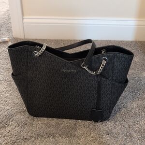 Michael Kors Black Tote with Chain Detail And Wallet